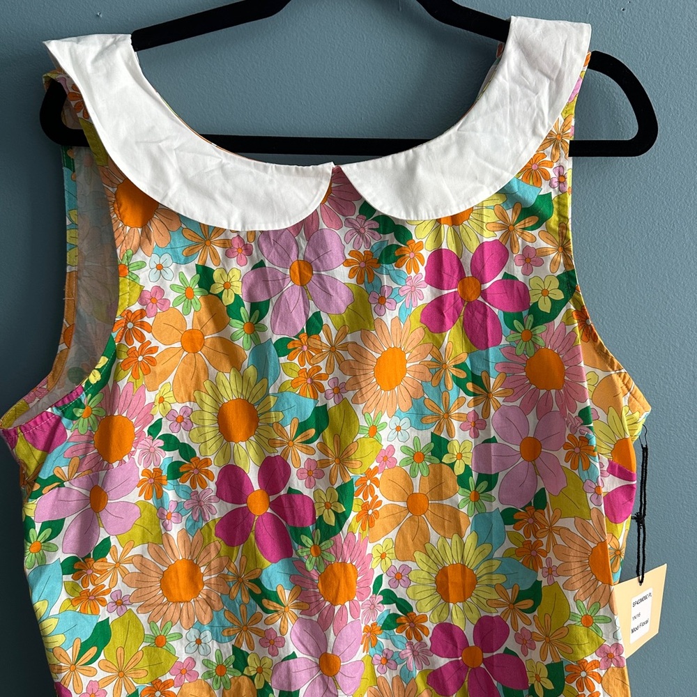 Smak Parlour Plus Size 1960s Rainbow Mod Floral Sleeveless Shift Dress - 1X/16 - Picture 2 of 5